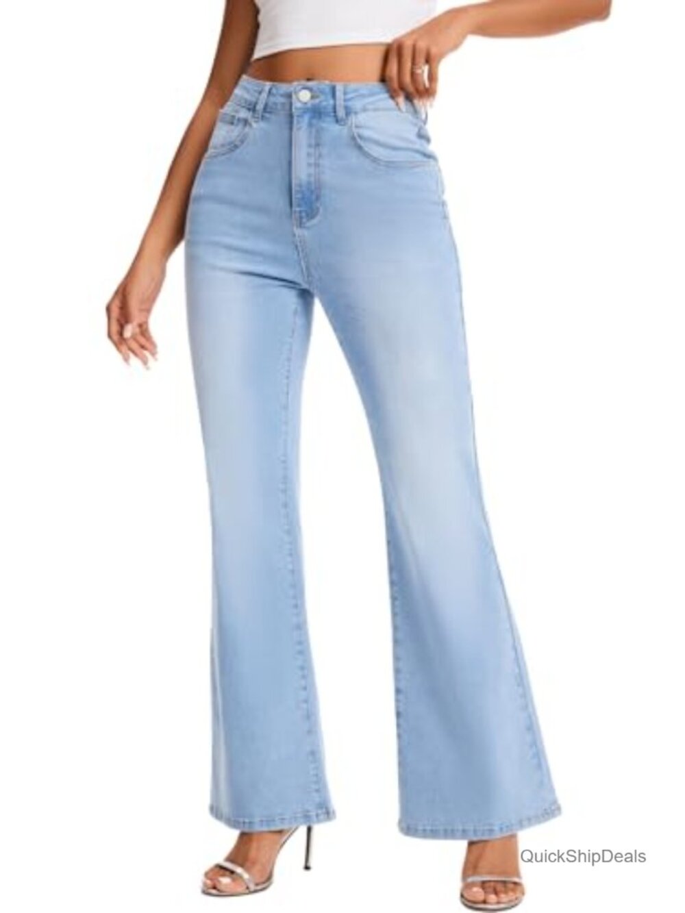 High Waist Flare Jeans Stretchy Denim Bell Bottom Bootcut Slim Fit Women's